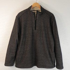 ORVIS Sherpa Lined 1/4 Zip Pullover Sweater Black/Heather Grey Men's Size L
